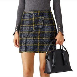 Derek Lam 10 Crosby Wool Mohair Plaid Wrap Skirt